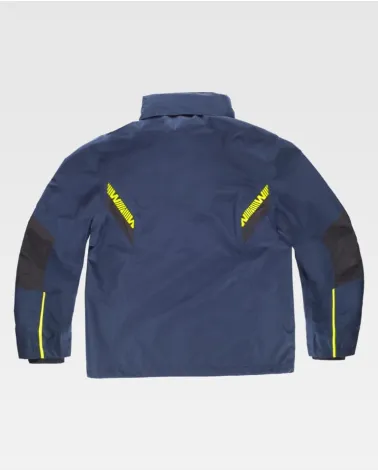 CHAQUETA IMPERMEABLE TRANSPIRABLE CON CAPUCHA MARINO ESPALDA