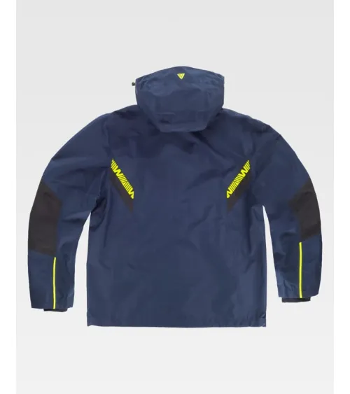CHAQUETA IMPERMEABLE TRANSPIRABLE CON CAPUCHA MARINO FORRO