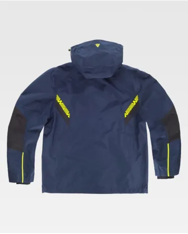 CHAQUETA IMPERMEABLE TRANSPIRABLE CON CAPUCHA MARINO CAPUCHO