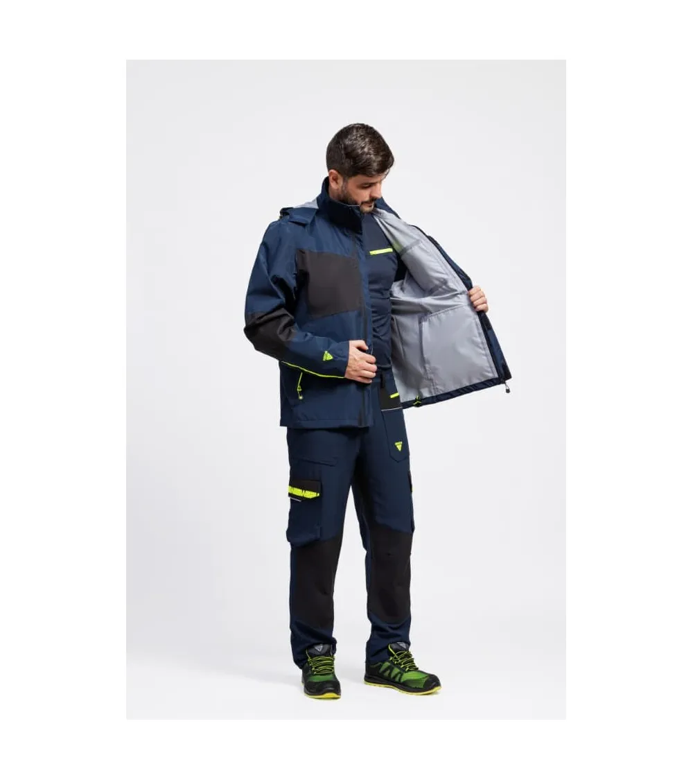 CHAQUETA IMPERMEABLE TRANSPIRABLE CON CAPUCHA MARINO FORRO