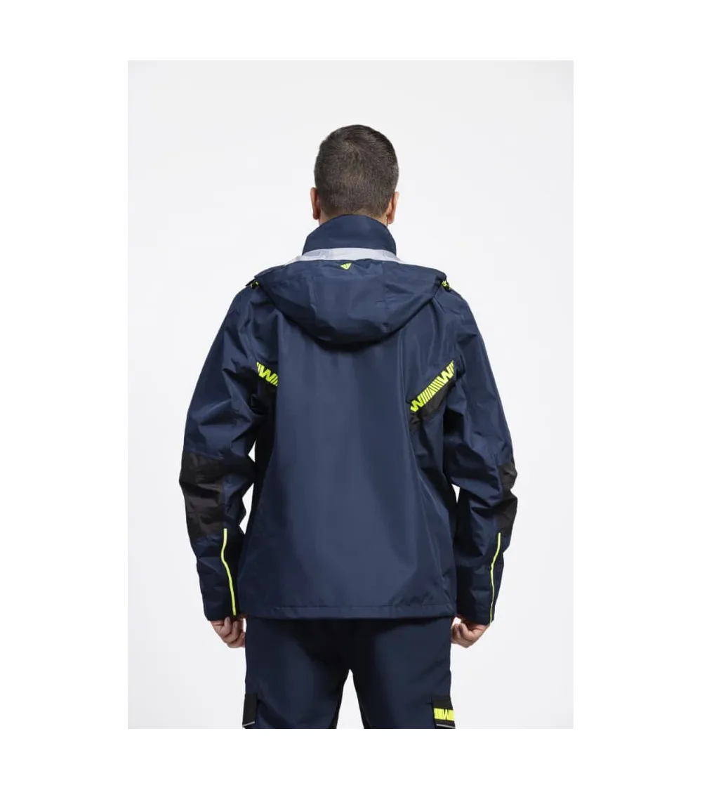 CHAQUETA IMPERMEABLE TRANSPIRABLE CON CAPUCHA MARINO FORRO