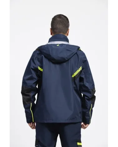 CHAQUETA IMPERMEABLE TRANSPIRABLE CON CAPUCHA MARINO ESPALDA