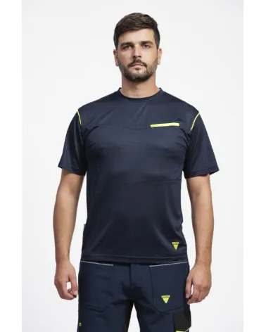 CAMISETA TEJIDO DEPORTIVO SECADO RÁPIDO AZUL MARINO EJEMPLO DE USO