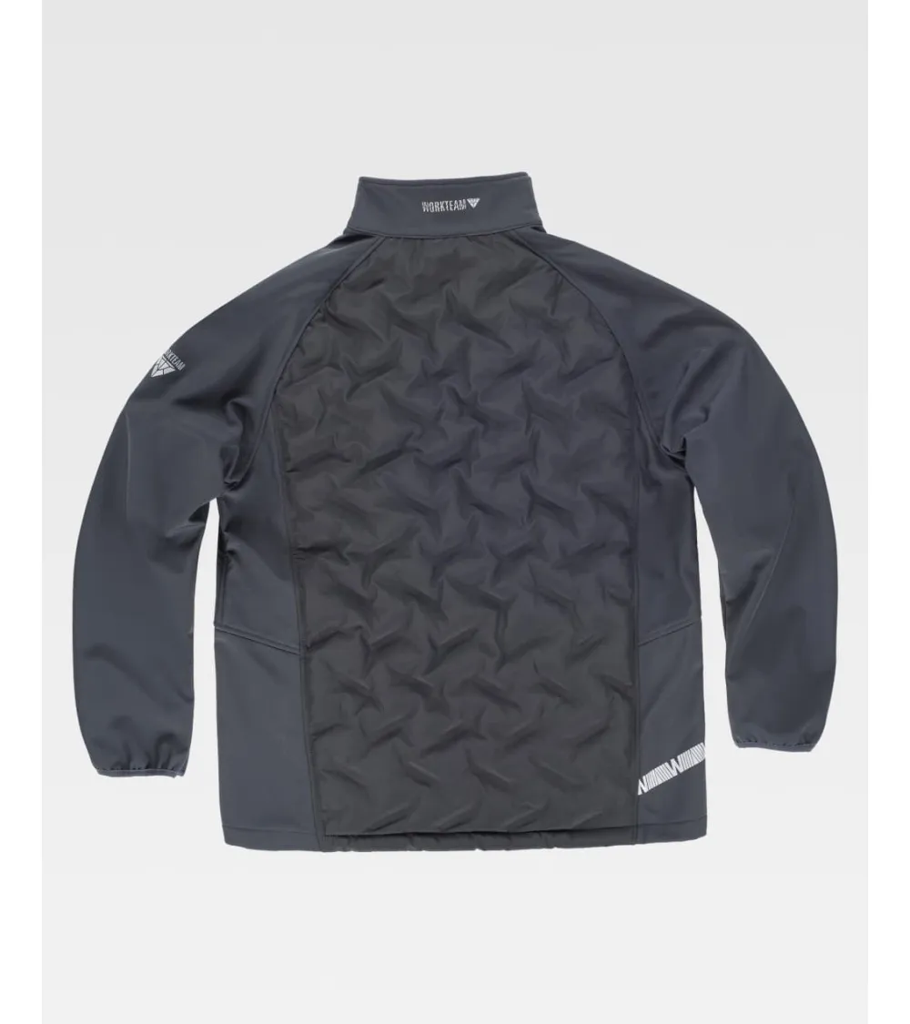 CHAQUETA WORKSHELL ELÁSTICA ACOLCHADA GRIS EJEMPLO DE USO