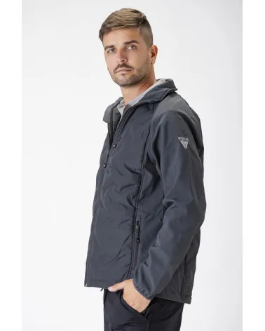CHAQUETA WORKSHELL ELÁSTICA ACOLCHADA GRIS EJEMPLO DE USO