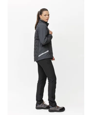 CHAQUETA WORKSHELL ELÁSTICA ACOLCHADA MUJER GRIS COSTADO