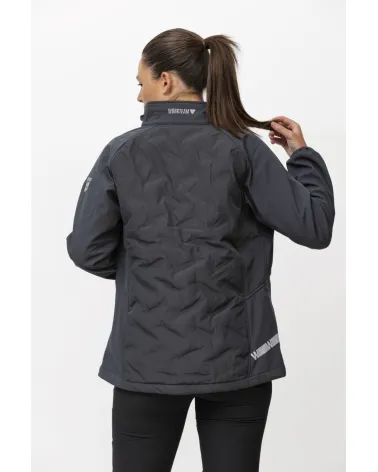 CHAQUETA WORKSHELL ELÁSTICA ACOLCHADA MUJER GRIS ESPALDA