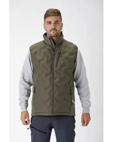 CHALECO WORKSHELL ELÁSTICA ACOLCHADA VERDE CAZA
