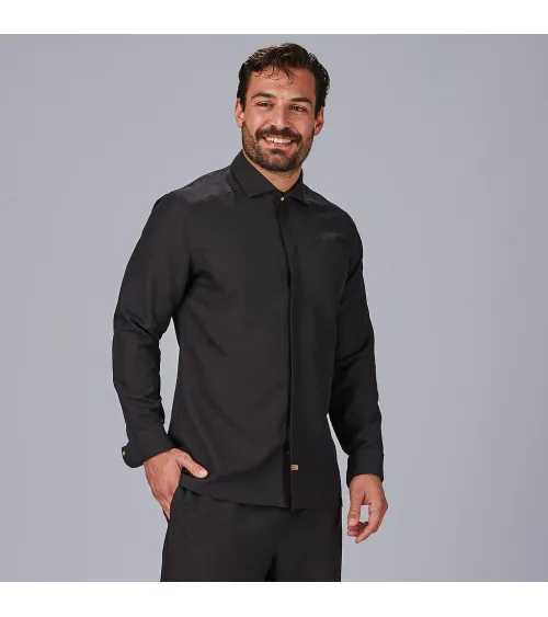 CHAQUETA COCINA CUELLO ITALIANO RECICLADO NEGRO
