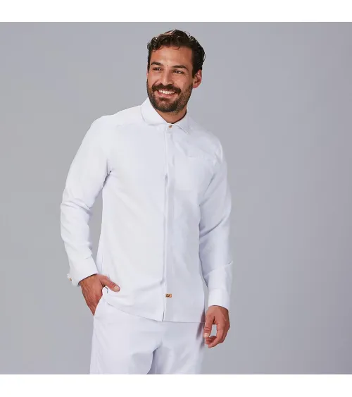 CHAQUETA COCINA CUELLO ITALIANO RECICLADO BLANCO