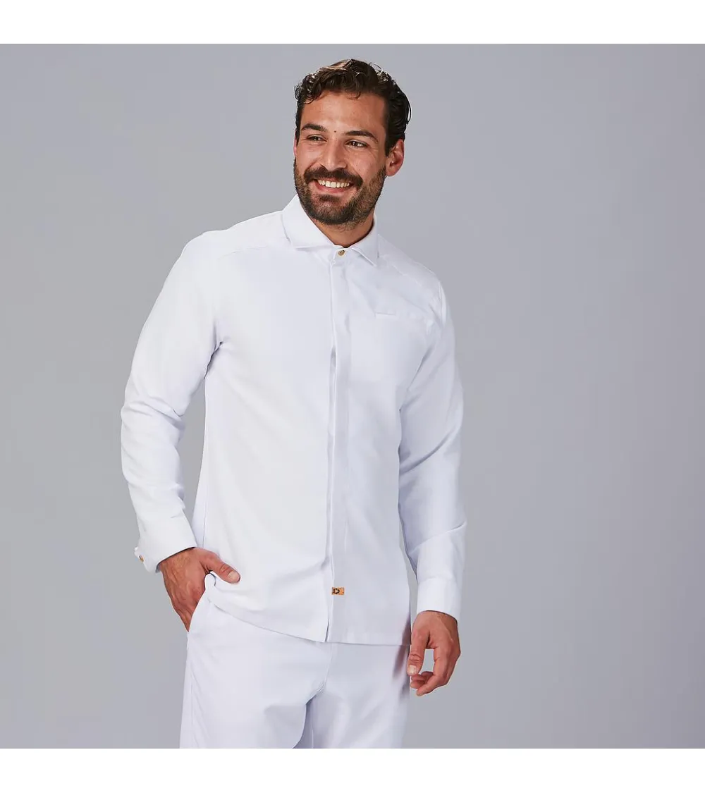 CHAQUETA COCINA CUELLO ITALIANO RECICLADO BLANCO
