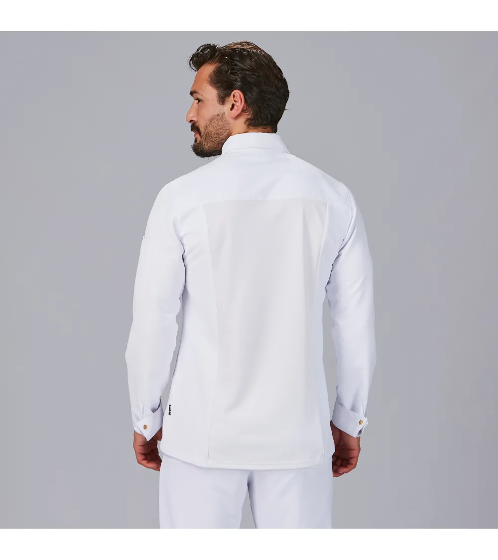CHAQUETA COCINA CUELLO ITALIANO RECICLADO BLANCO