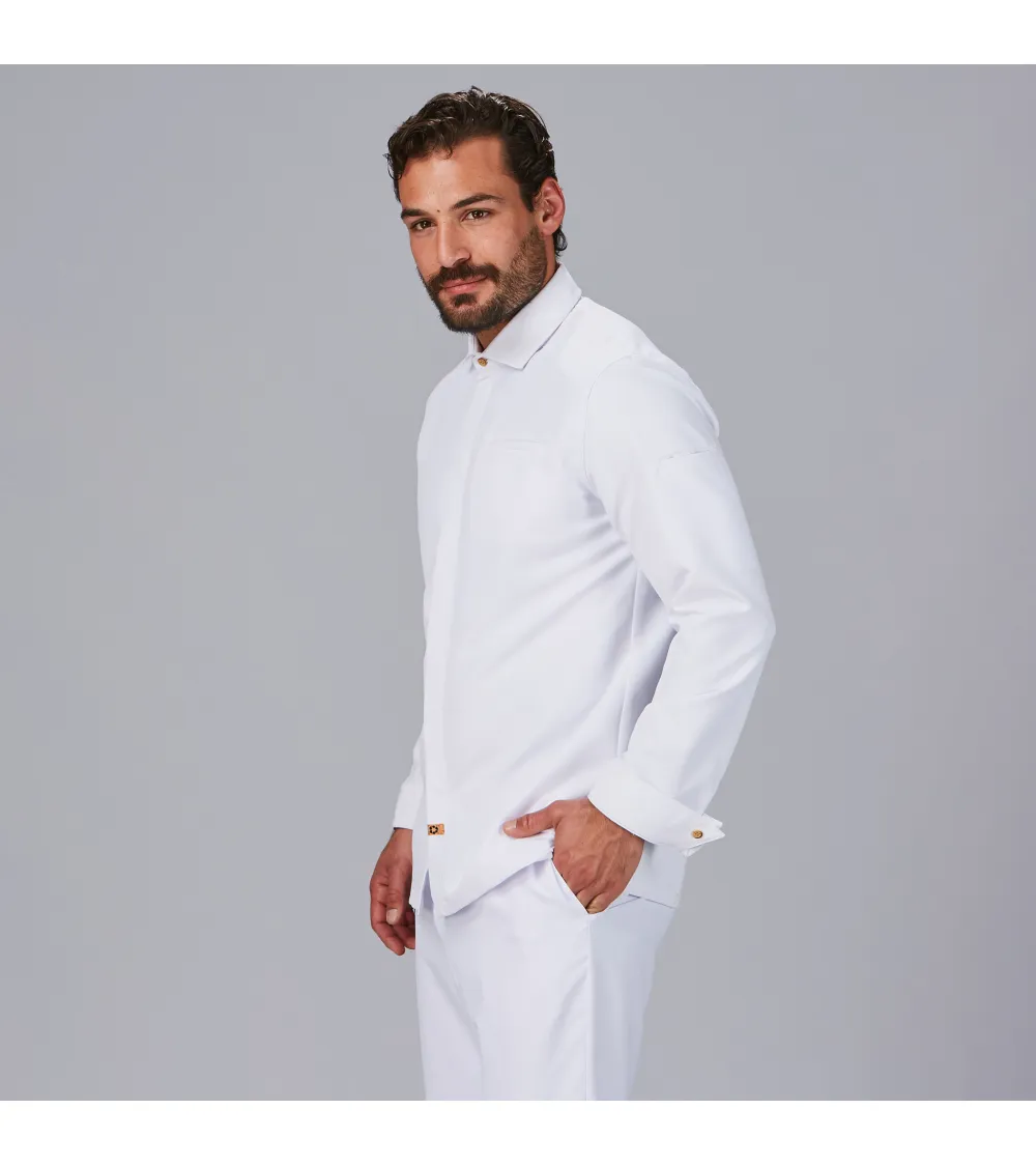 CHAQUETA COCINA CUELLO ITALIANO RECICLADO BLANCO