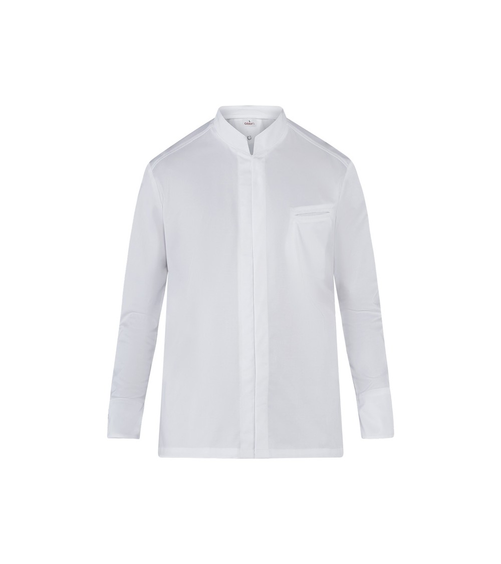 CHAQUETA COCINA CUELLO MAO SLIM FIT FRENTE BLANCO