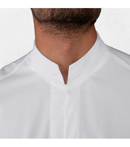 CHAQUETA COCINA CUELLO MAO SLIM FIT FRENTE BLANCO