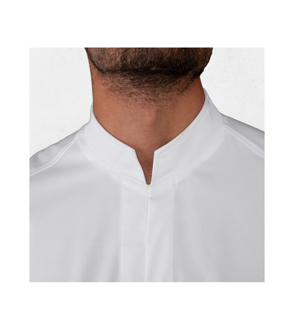 CHAQUETA COCINA CUELLO MAO SLIM FIT FRENTE BLANCO