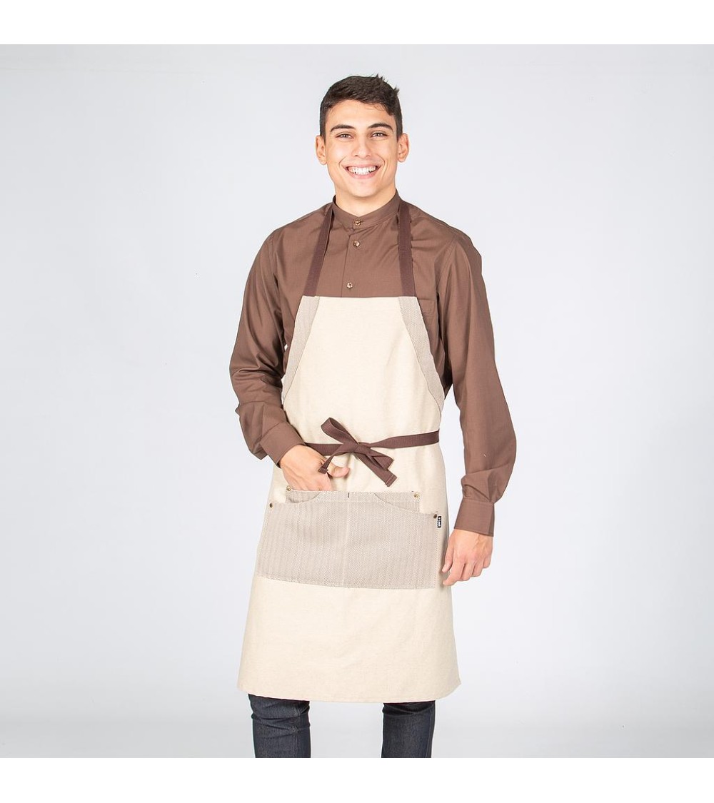 DELANTAL CON PETO CHENILLA BEIGE