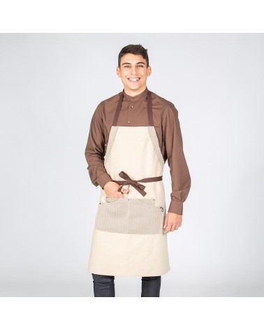 DELANTAL CON PETO CHENILLA BEIGE