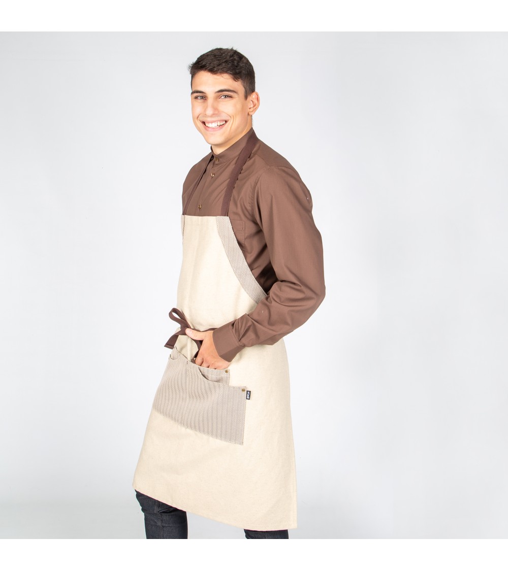 DELANTAL CON PETO CHENILLA BEIGE