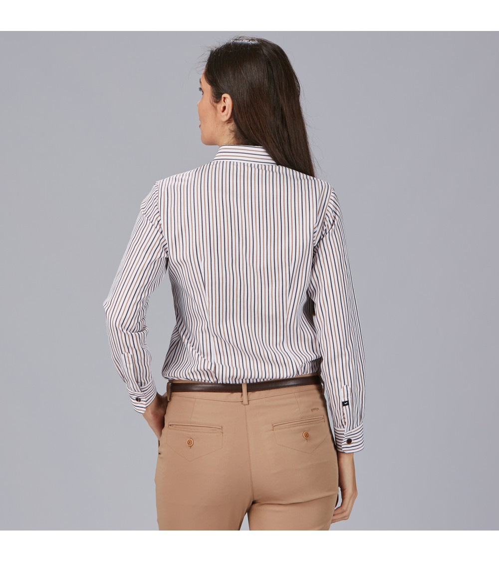 CAMISA MUJER RAYAS POPELIN