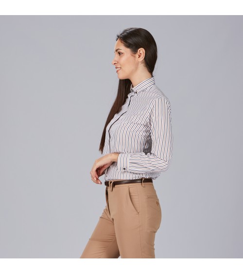 CAMISA MUJER RAYAS POPELIN