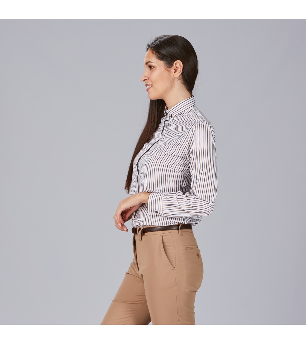CAMISA MUJER RAYAS POPELIN