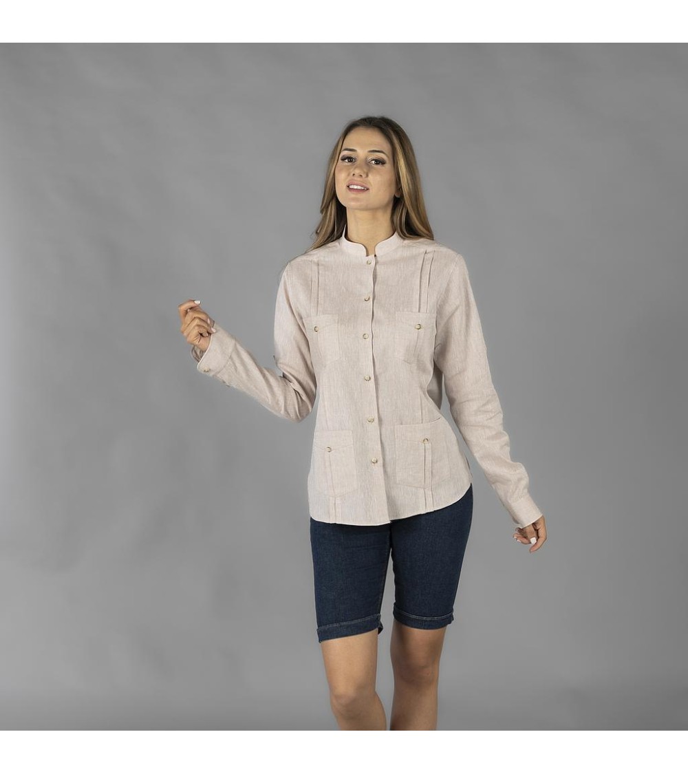 GUAYABERA MUJER CUELLO MAO