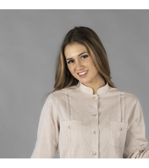 GUAYABERA MUJER CUELLO MAO
