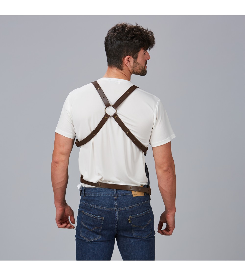 CHALECO PROFESIONAL VAQUERO Y PIEL RECICLADA ESTILO BARBERO