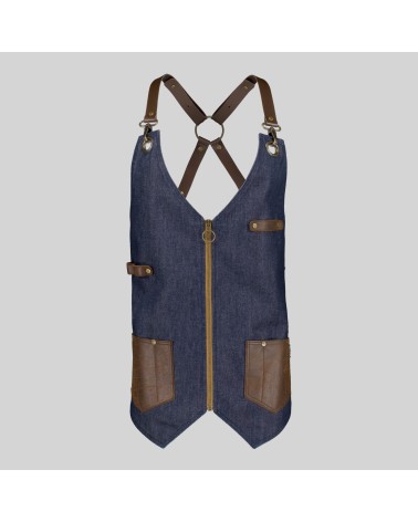 CHALECO PROFESIONAL VAQUERO Y PIEL RECICLADA ESTILO BARBERO