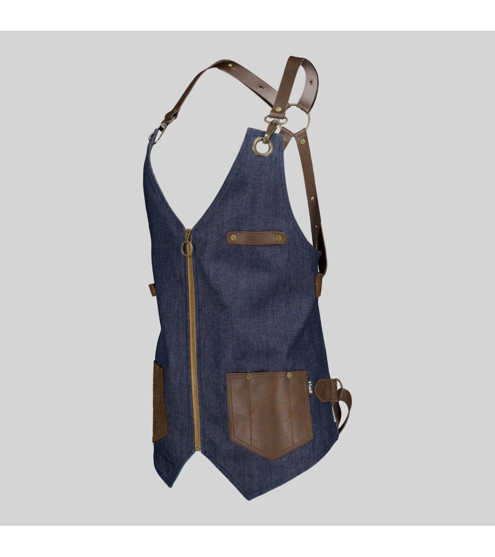 CHALECO PROFESIONAL VAQUERO Y PIEL RECICLADA ESTILO BARBERO