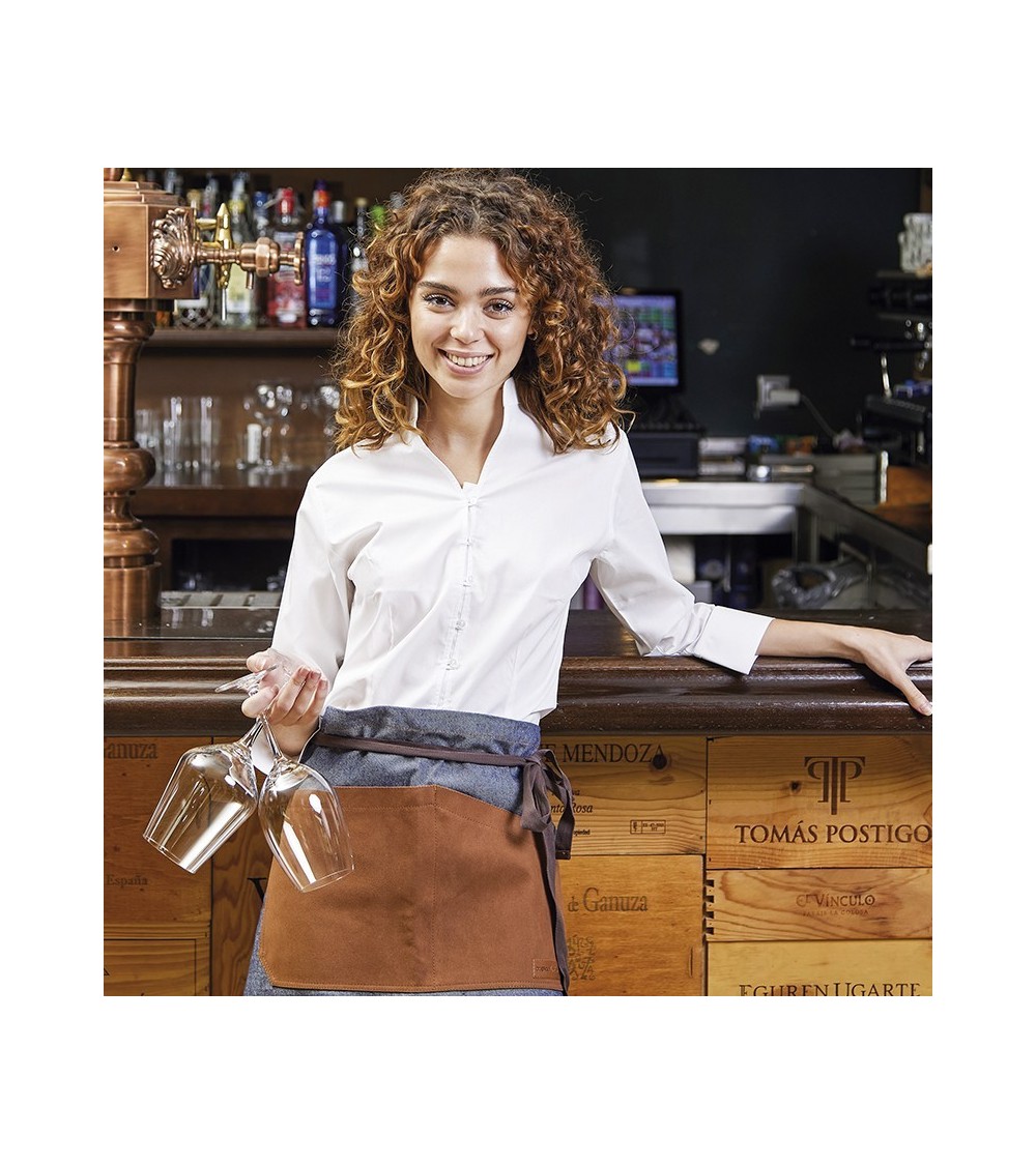 BLUSA BISTRETCH CUELLO MAO Blanca botones