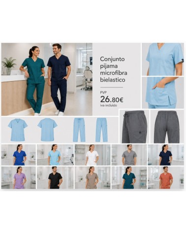 Pack pijama sanitario microfibra bielástico