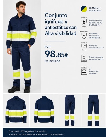Pack conjunto ignífugo, antiestático y alta visibilidad