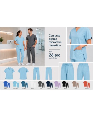 Pack pijama sanitario microfibra bielástico
