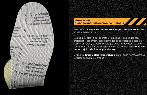 Plantilla antiperforación no metálica / Non-metal puncture-resistant insole / Semelle anti-perforation non métallique