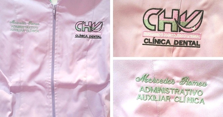 personalización de logotipos en casacas y batas médicas de azules de vergara